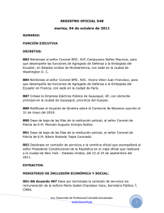 REGISTRO OFICIAL 548 martes, 04 de octubre de 2011 SUMARIO