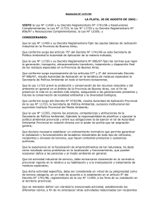 Resoluci&oacute;n N&deg; 1177/02 LA PLATA, 26 DE AGOSTO DE 2002