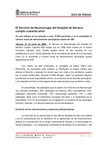 El Servicio de Neurocirugía del Hospital de Navarra cumple