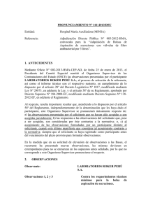 PRONUNCIAMIENTO N° 161-2013/DSU  Entidad: Hospital María Auxiliadora (MINSA)