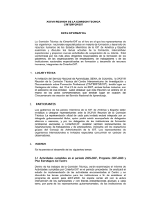 XXXVIII REUNION DE LA COMISION TECNICA CINTERFOR/OIT NOTA INFORMATIVA