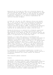 Resolución de 19 de mayo de 1989, de la Dirección... Instituto Nacional de Empleo, por la que se desarrolla la...
