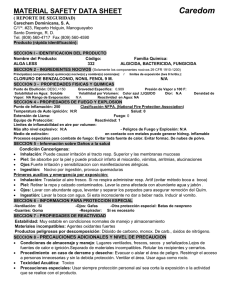 Caredom MATERIAL SAFETY DATA SHEET  ( REPORTE DE SEGURIDAD)