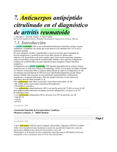 Anticuerpos antipéptido citrulinado en el diagnóstico de artritis