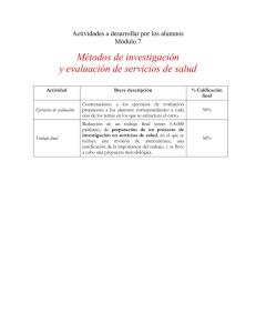 Métodos de investigación y evaluación de servicios de salud Módulo 7