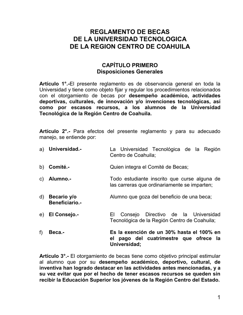 REGLAMENTO DE BECAS POR DESEMPEÑO ACADÉMICO