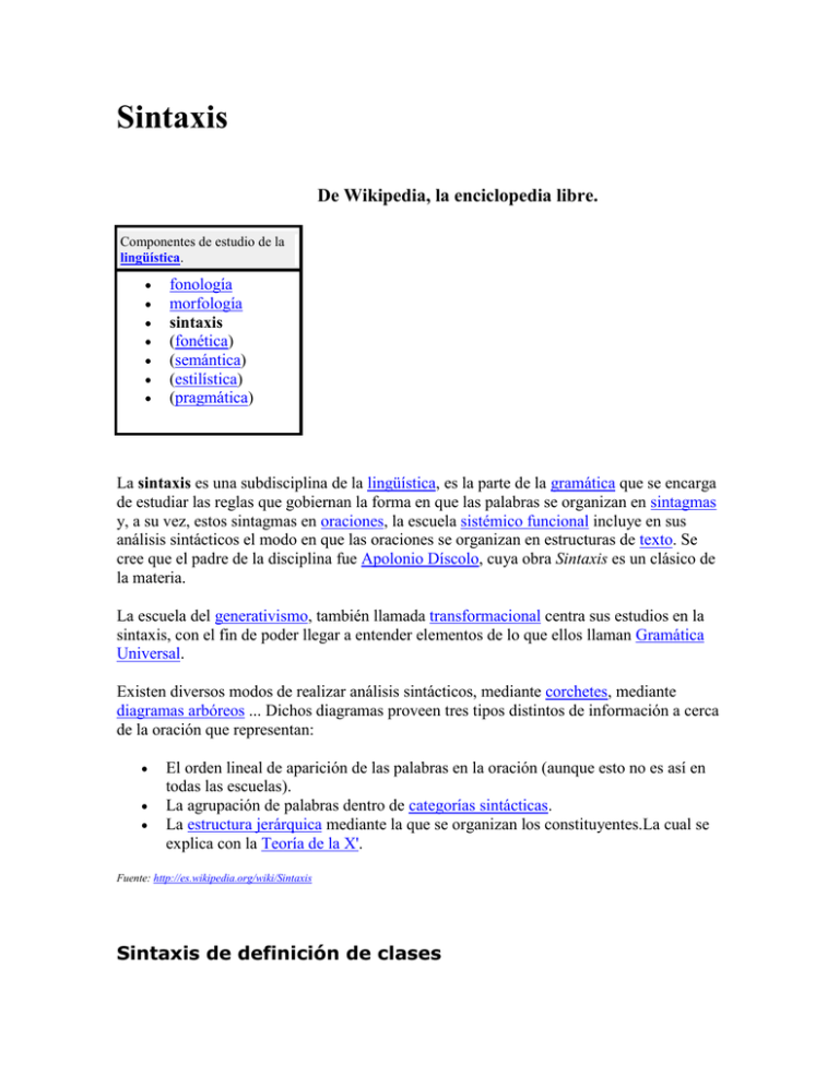 Sintaxis De Wikipedia, la enciclopedia libre.