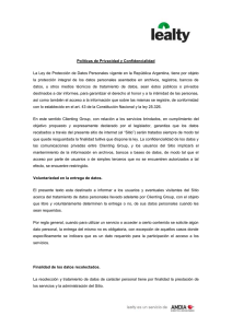 Políticas de Privacidad y Confidencialidad La Ley de Protección de