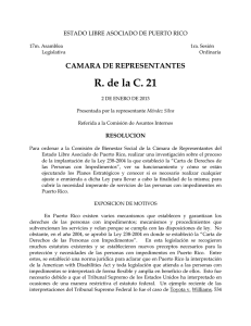 R. de la C. 21 CAMARA DE REPRESENTANTES
