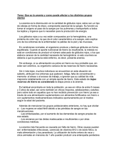 Tema: Que es la anemia y como puede afectar a los distintos grupos