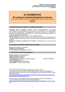 Modelo de informe de evaluación Comisión de Farmacia y Faramacoterapéutica