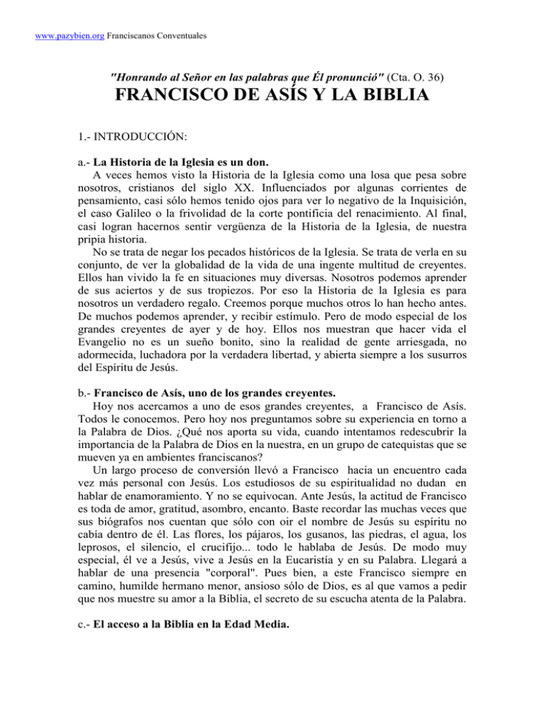 San Francisco de Asís y la Biblia.