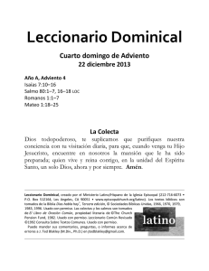 Leccionario Dominical Cuarto domingo de Adviento 22 diciembre 2013 La Colecta