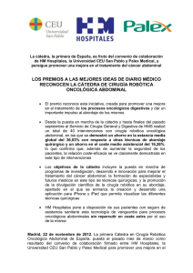 La cátedra, la primera de España, es fruto del convenio... de HM Hospitales, la Universidad CEU San Pablo y Palex...