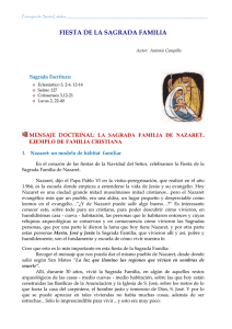 FIESTA DE LA SAGRADA FAMILIA  EJEMPLO DE FAMILIA CRISTIANA