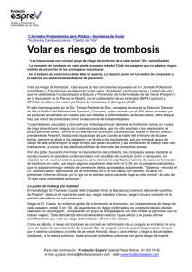 Volar es riesgo de trombosis