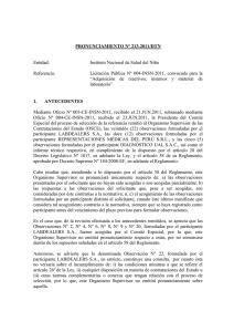 PRONUNCIAMIENTO N° 213-2011/DTN Entidad: Instituto Nacional de Salud del Niño