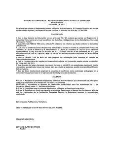 – INSTITUCION EDUCATIVA TECNICA LA ESPERANZA MANUAL DE CONVIVENCIA ACUERDO 001