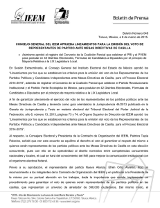 Boletín Número 048 Toluca, México, a 8 de marzo de 2015