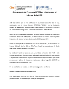 Comunicado de Prensa del IFAM en relación con el Informe