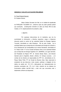 DENUNCIA Y SOLICITA ACTUACI&Oacute;N PRELIMINAR