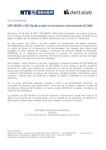 NTE-SENER y DELTALAB acuden al encuentro internacional ECCMID  NOTA DE PRENSA