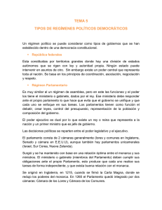 TEMA 5 TIPOS DE REGÍMENES POLÍTICOS DEMOCRÁTICOS