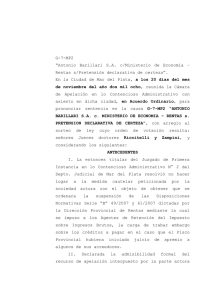 G-7-MP2 “Antonio  Barillari  S.A.  c/Ministerio  de ... Rentas s/Pretensión declarativa de certeza”.