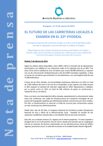 Nota de prensa Zaragoza, 11-13 de marzo de 2014 EL FUTURO DE