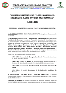 programa de actos del evento - Federación Andaluza de Frontón