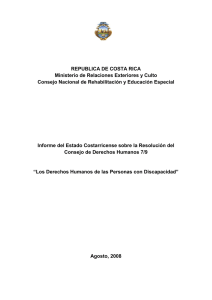 Informe del Estado Costarricense sobre la Resolución del Consejo