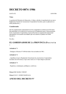 decreto 874-86 cooperadora - AMSAFE Delegación Iriondo