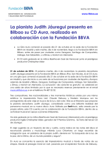 La pianista Judith Jáuregui presenta en Aura colaboración con la Fundación BBVA