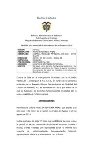 Republica de Colombia  Tribunal Administrativo de Antioquia Sala Segunda de Oralidad