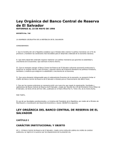 Ley Orgánica del Banco Central de Reserva de El Salvador