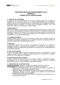 CONCURSO BECAS DE ENTRENAMIENTO 2014 (BENTR14) BASES DE LA CONVOCATORIA