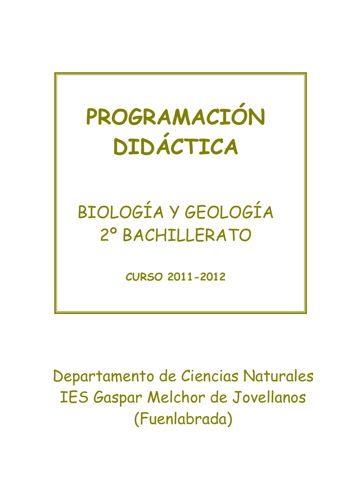 PROGRAMACIÓN DIDÁCTICA BIOLOGÍA Y GEOLOGÍA