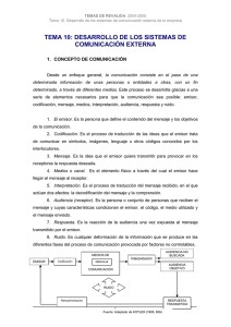 TEMA 10: DESARROLLO DE LOS SISTEMAS DE COMUNICACIÓN EXTERNA