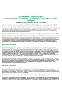 DESAFIANDO DESARROLLOS Acercamientos, resultados y perspectivas para el desarrollo endógeno