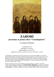ZAHORÍ presentan su primer disco “Cantalapiedra” www.myspace
