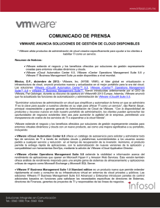 COMUNICADO DE PRENSA VMware anuncia soluciones de gest