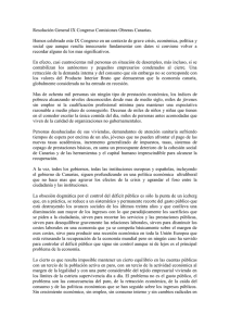 Resolución General IX Congreso Comisiones Obreras Canarias