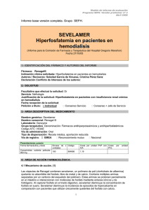 SEVELAMER Hiperfosfatemia en pacientes en hemodialisis