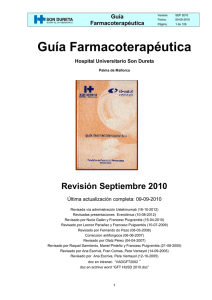 Guía Farmacoterapéutica  Revisión Septiembre 2010 Guía