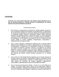 Vocal Ejecutivo en la junta ejecutiva correspondiente al distrito