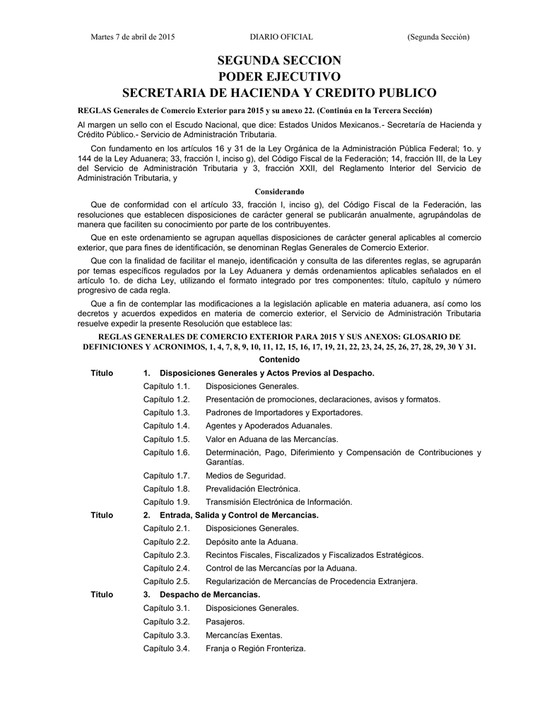 Reglas Generales de Comercio Exterior para 2015 (parte 1)