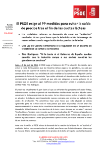 El PSOE exige al PP medidas para evitar la caída