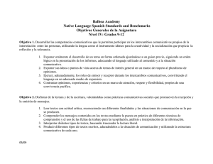 Balboa Academy Native Language Spanish Standards and Benchmarks Nivel IV: Grados 9-12