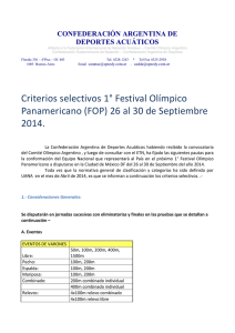Criterios Selectivo primer Festival Olimpico Panamericano 2014