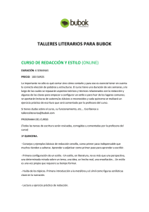 TALLERES LITERARIOS PARA BUBOK CURSO DE REDACCIÓN Y